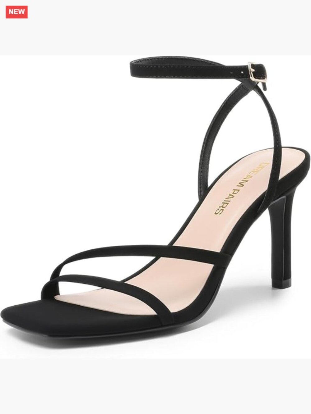 Women's Stiletto Heels Ankle Strap Sandals Open Toe Square Pumps
